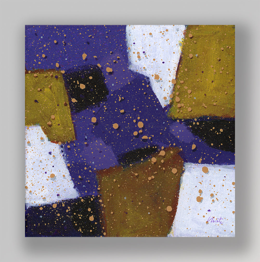 "Purple Gold 256" an Original Acrylic Abstract Painting. Measures 8x8.