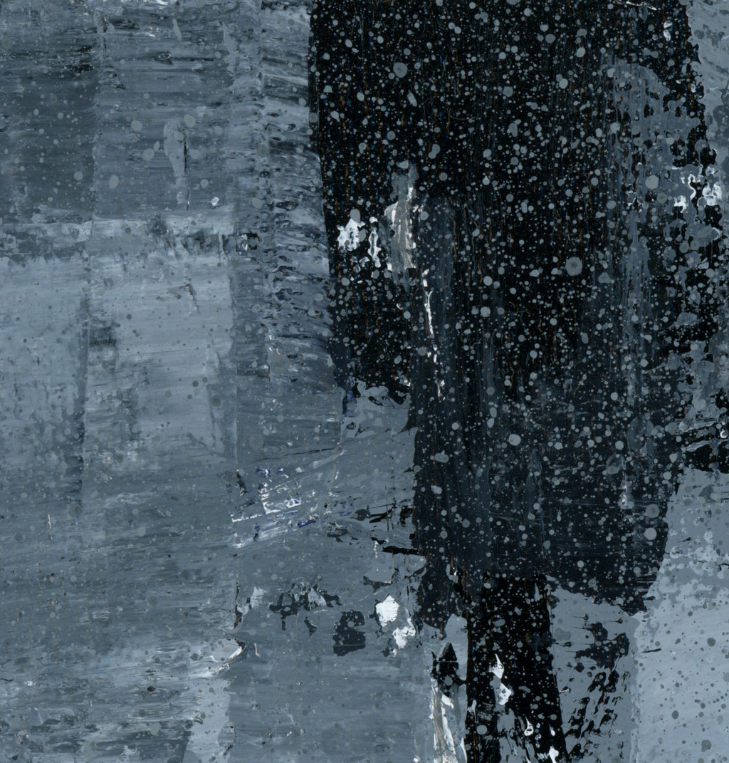"Silver Black 11" an Original Acrylic Palette Knife Abstract Painting. Measures 8" x 10"