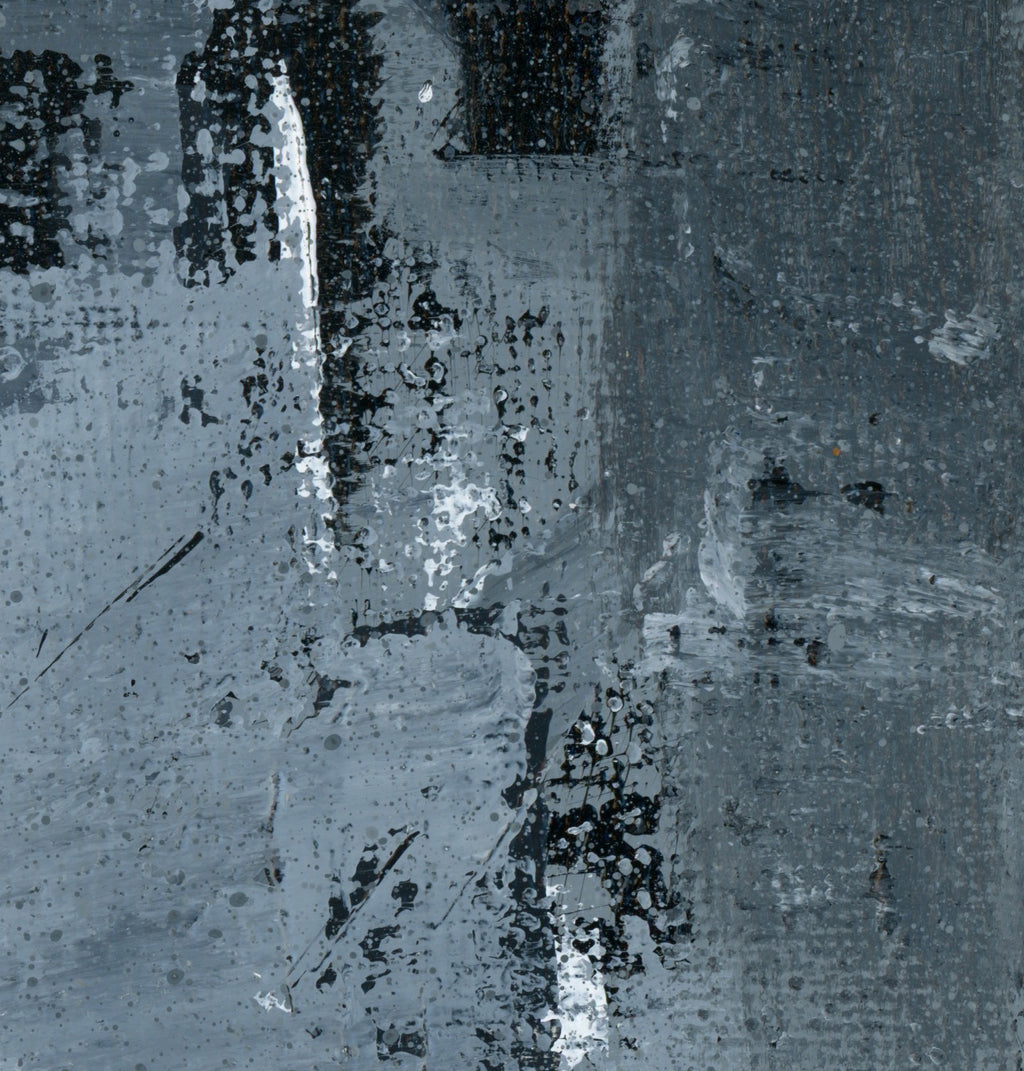 "Silver Black 11" an Original Acrylic Palette Knife Abstract Painting. Measures 8" x 10"