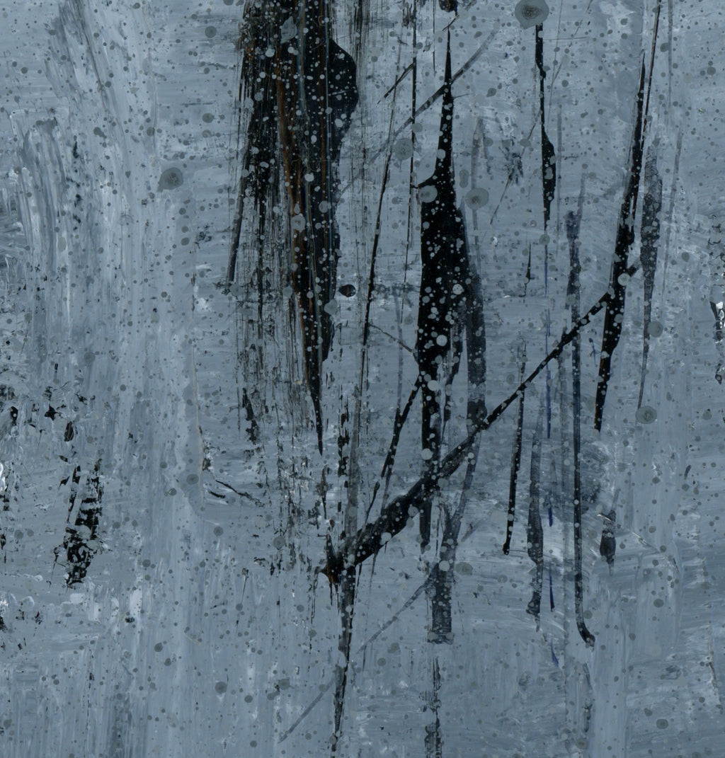 "Silver Black 11" an Original Acrylic Palette Knife Abstract Painting. Measures 8" x 10"
