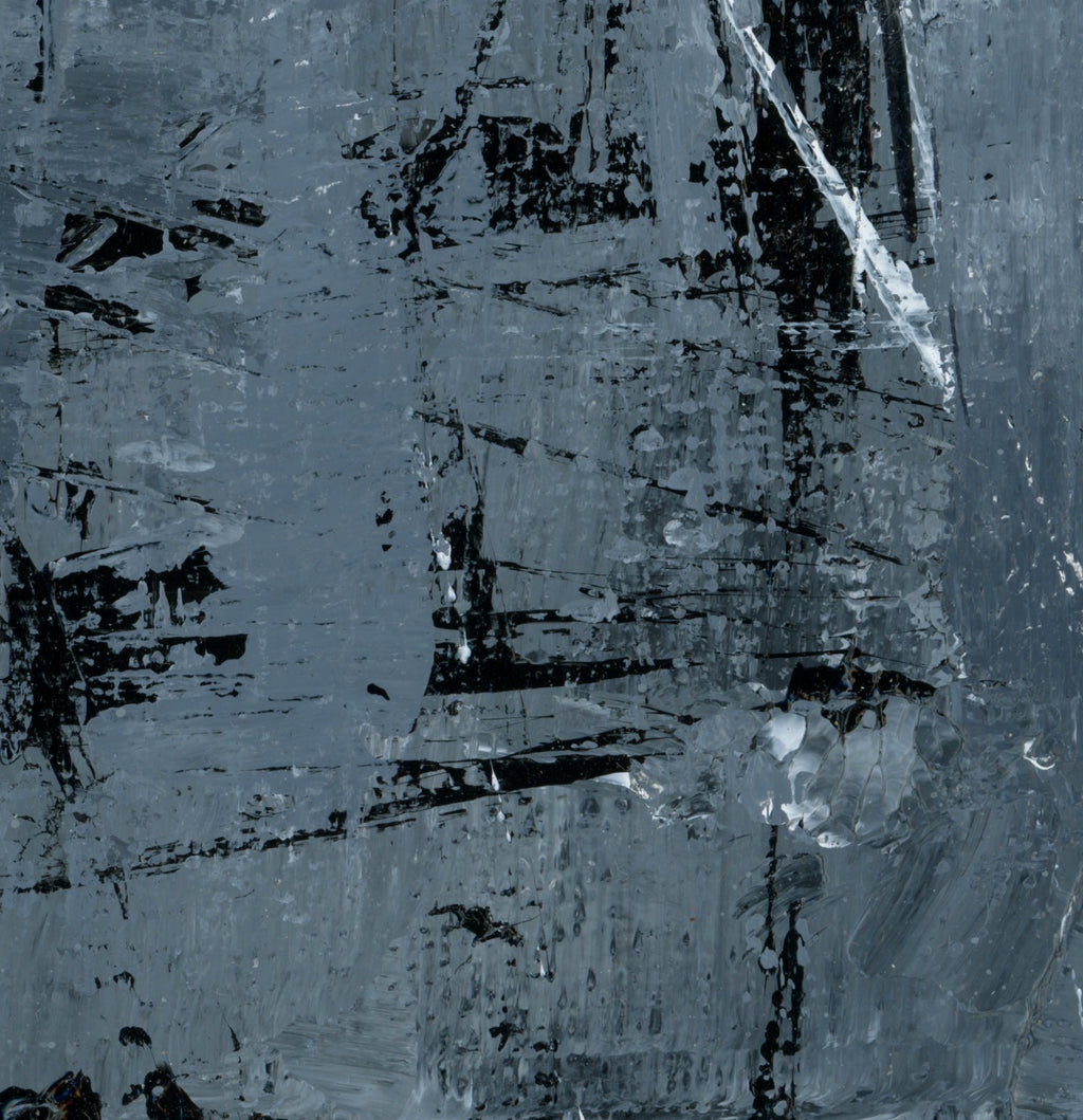 "Silver Black 11" an Original Acrylic Palette Knife Abstract Painting. Measures 8" x 10"