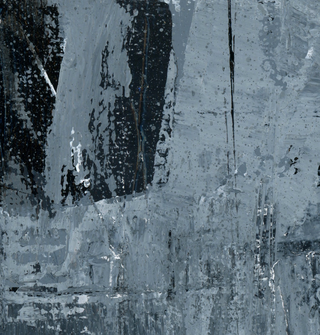"Silver Black 15" an Original Acrylic Palette Knife Abstract Painting. Measures 8" x 10"