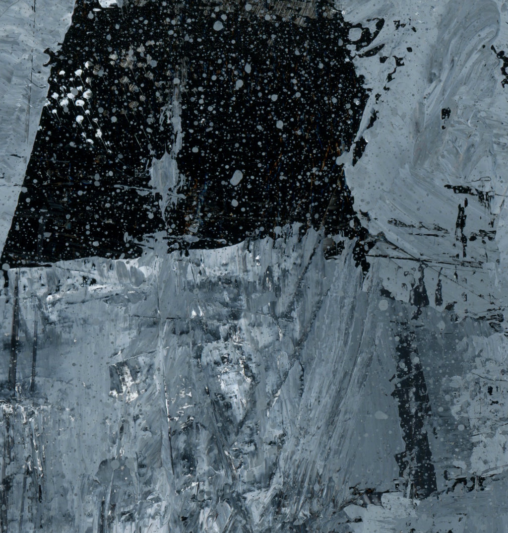 "Silver Black 15" an Original Acrylic Palette Knife Abstract Painting. Measures 8" x 10"