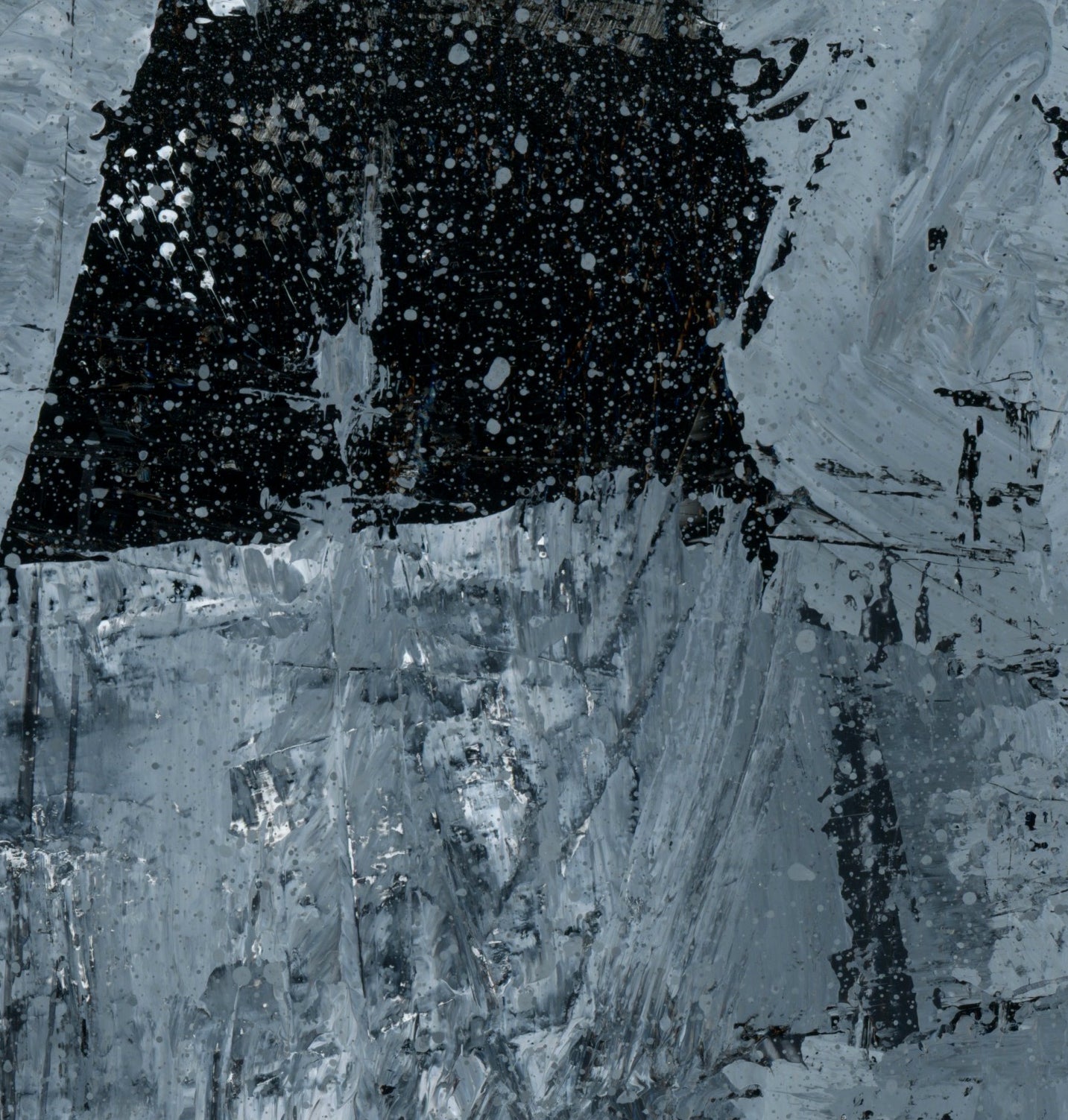 "Silver Black 15" an Original Acrylic Palette Knife Abstract Painting. Measures 8" x 10"