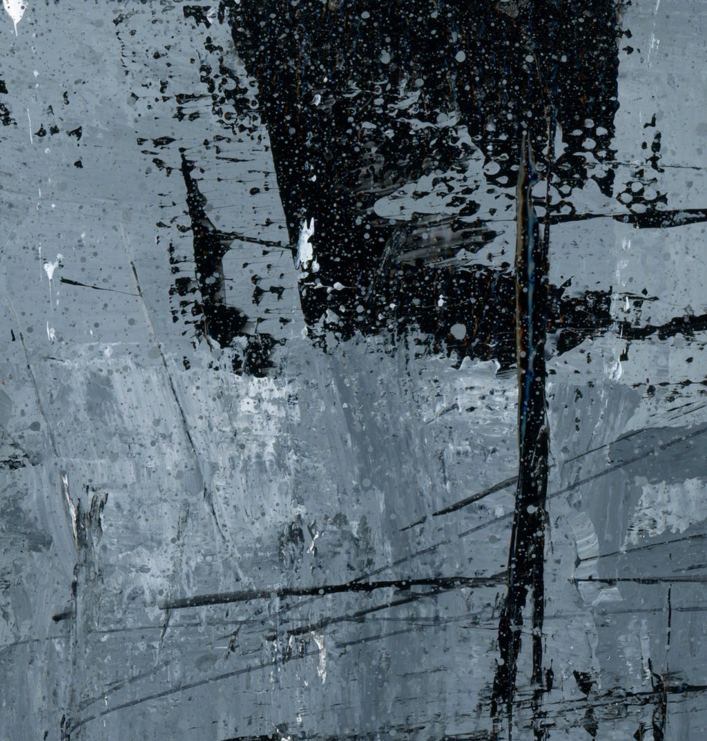 "Silver Black 15" an Original Acrylic Palette Knife Abstract Painting. Measures 8" x 10"