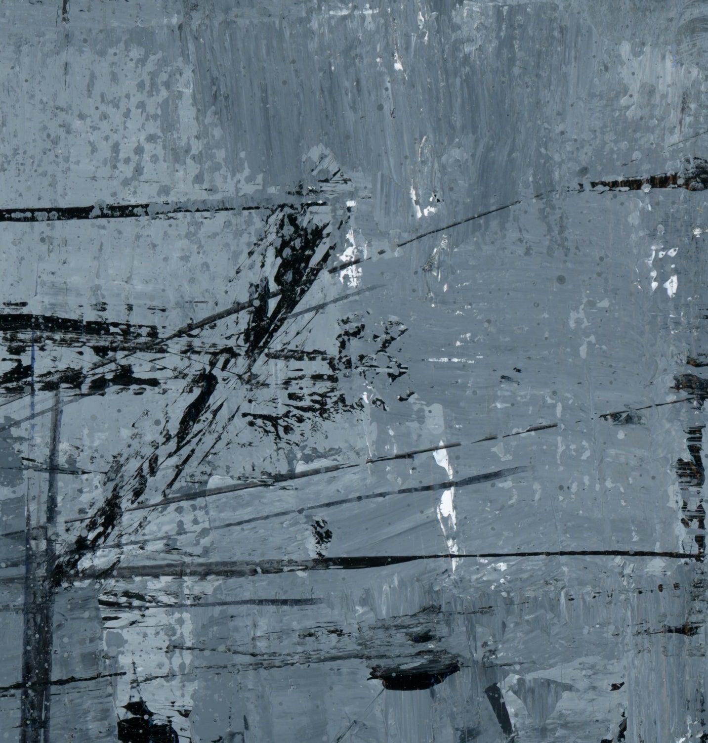 "Silver Black 15" an Original Acrylic Palette Knife Abstract Painting. Measures 8" x 10"