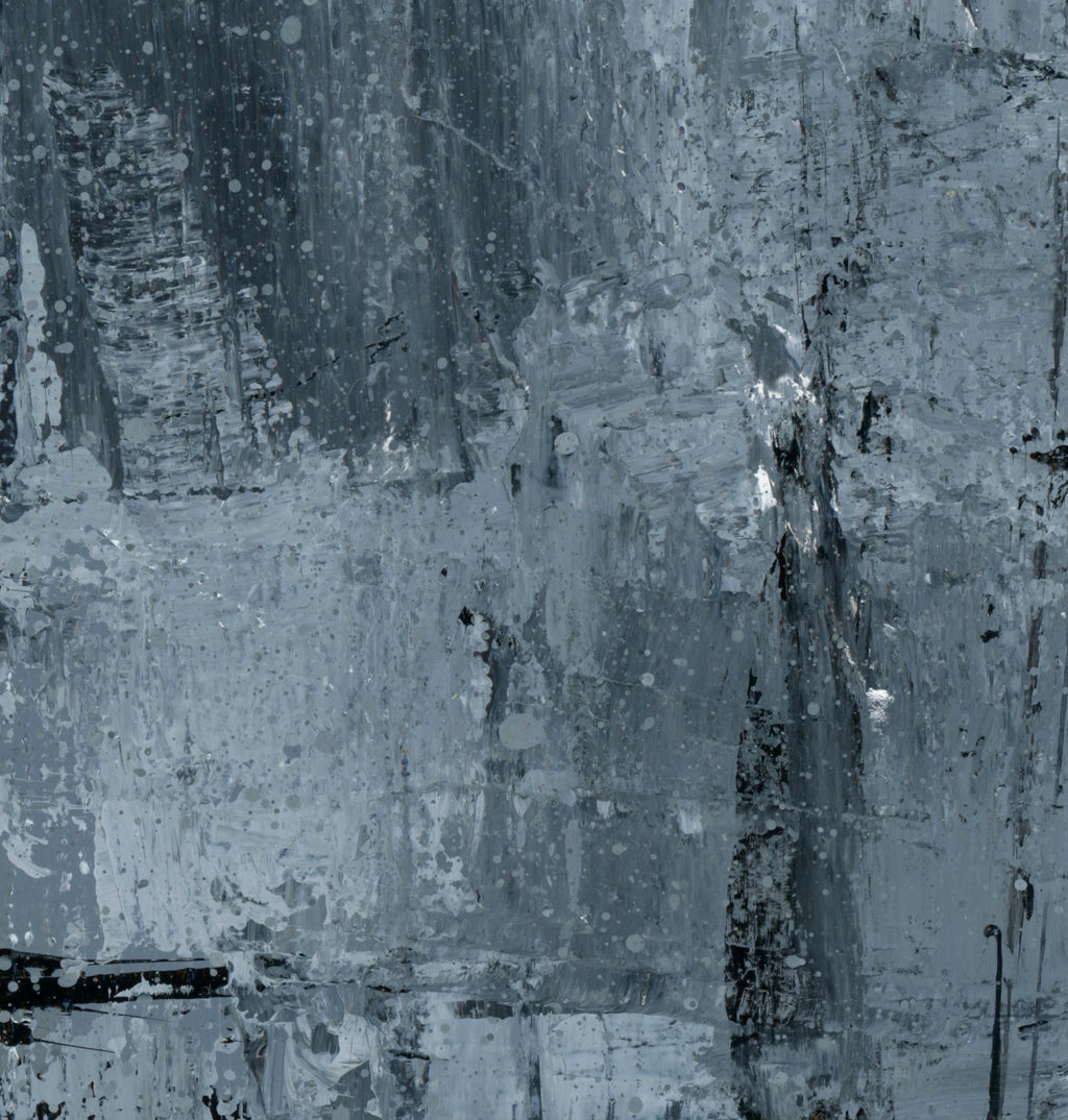 "Silver Black 15" an Original Acrylic Palette Knife Abstract Painting. Measures 8" x 10"