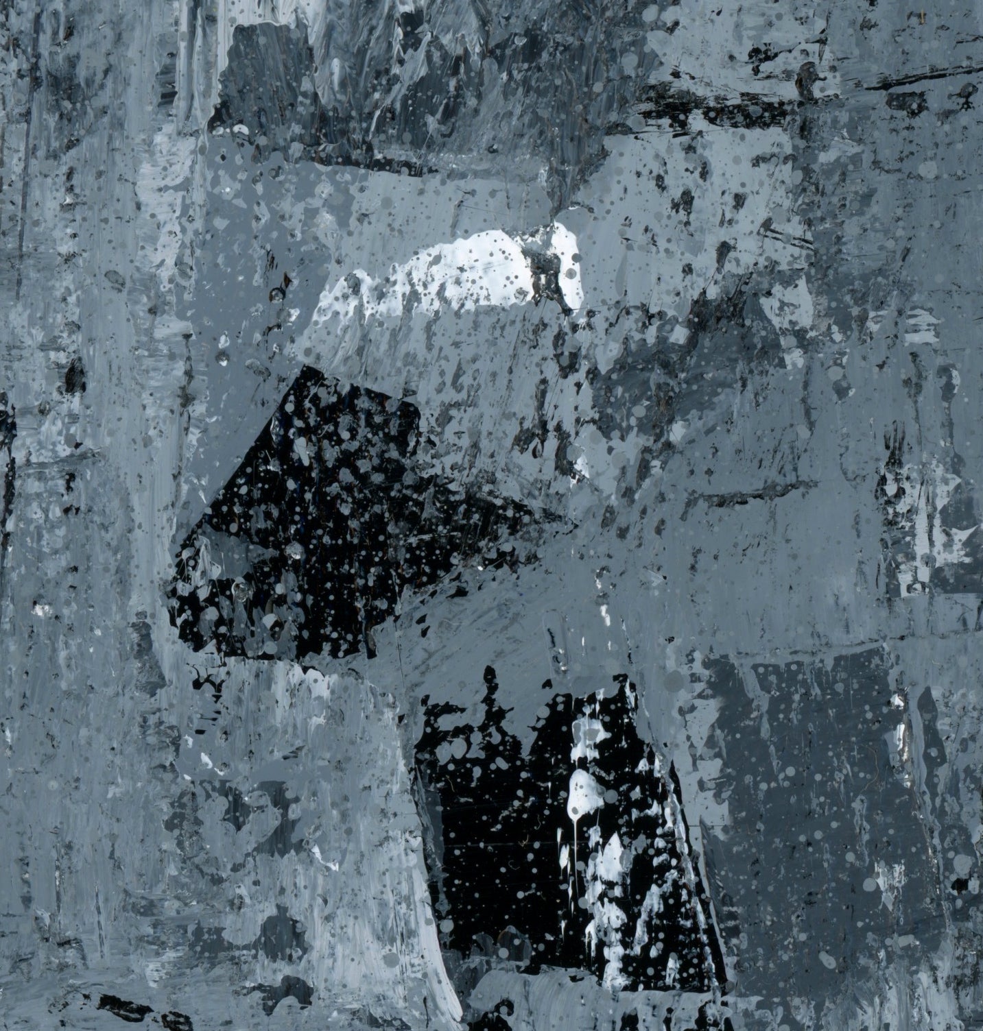"Silver Black 15" an Original Acrylic Palette Knife Abstract Painting. Measures 8" x 10"