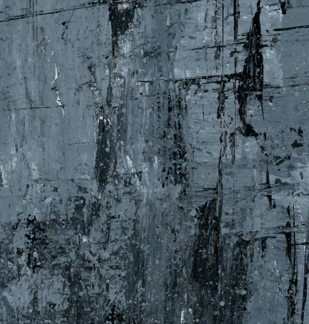 "Silver Black 15" an Original Acrylic Palette Knife Abstract Painting. Measures 8" x 10"