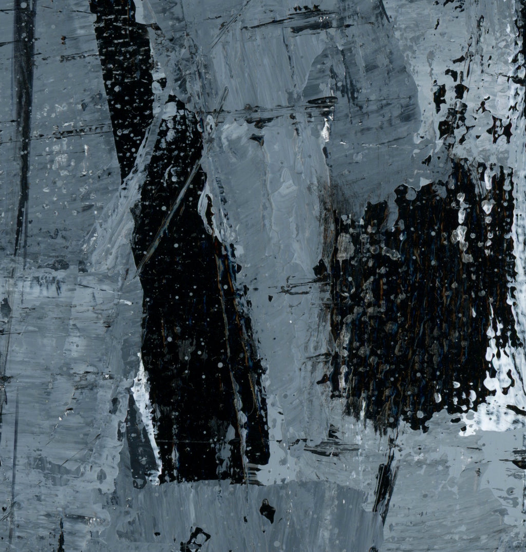 "Silver Black 15" an Original Acrylic Palette Knife Abstract Painting. Measures 8" x 10"