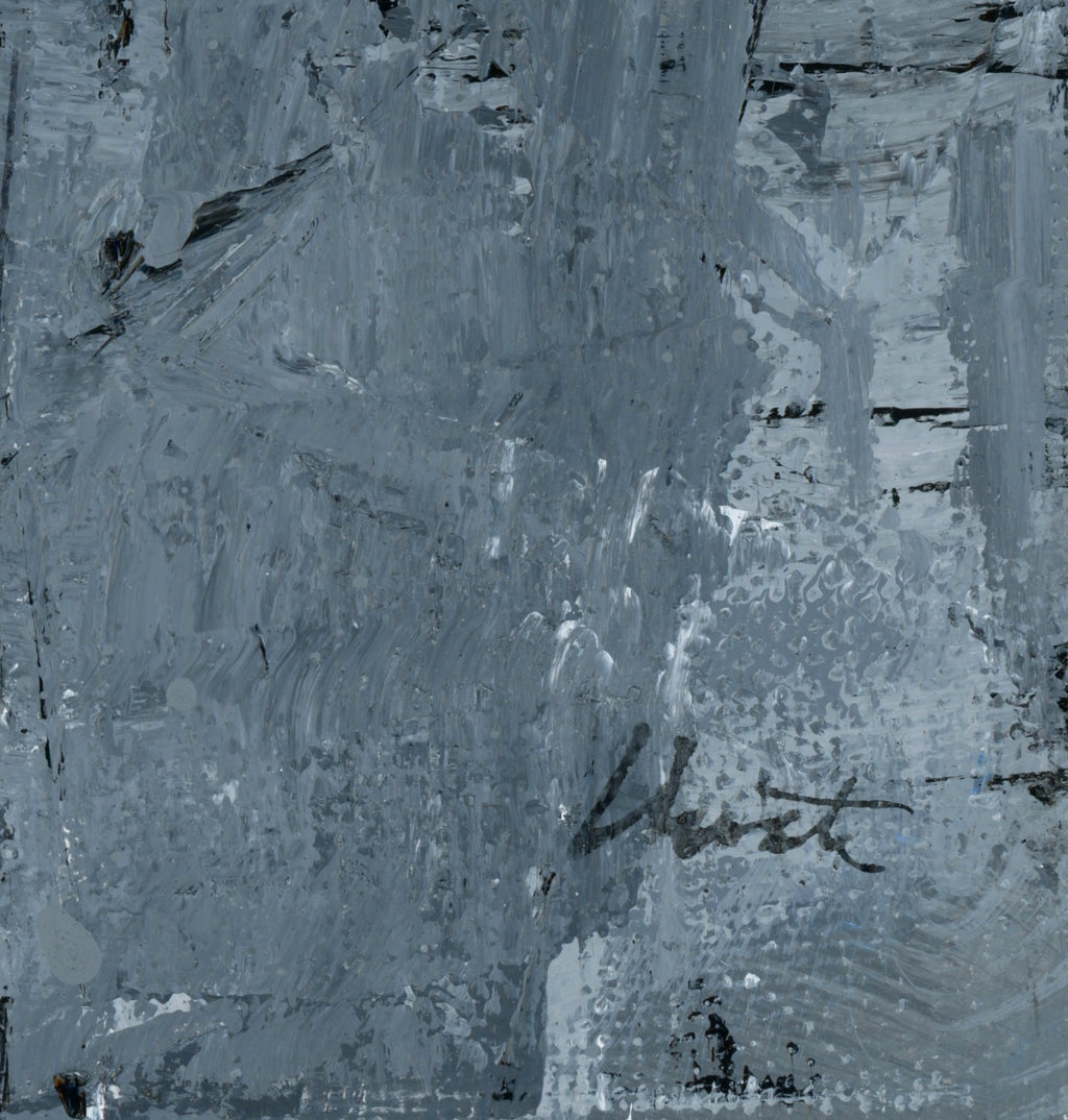"Silver Black 15" an Original Acrylic Palette Knife Abstract Painting. Measures 8" x 10"
