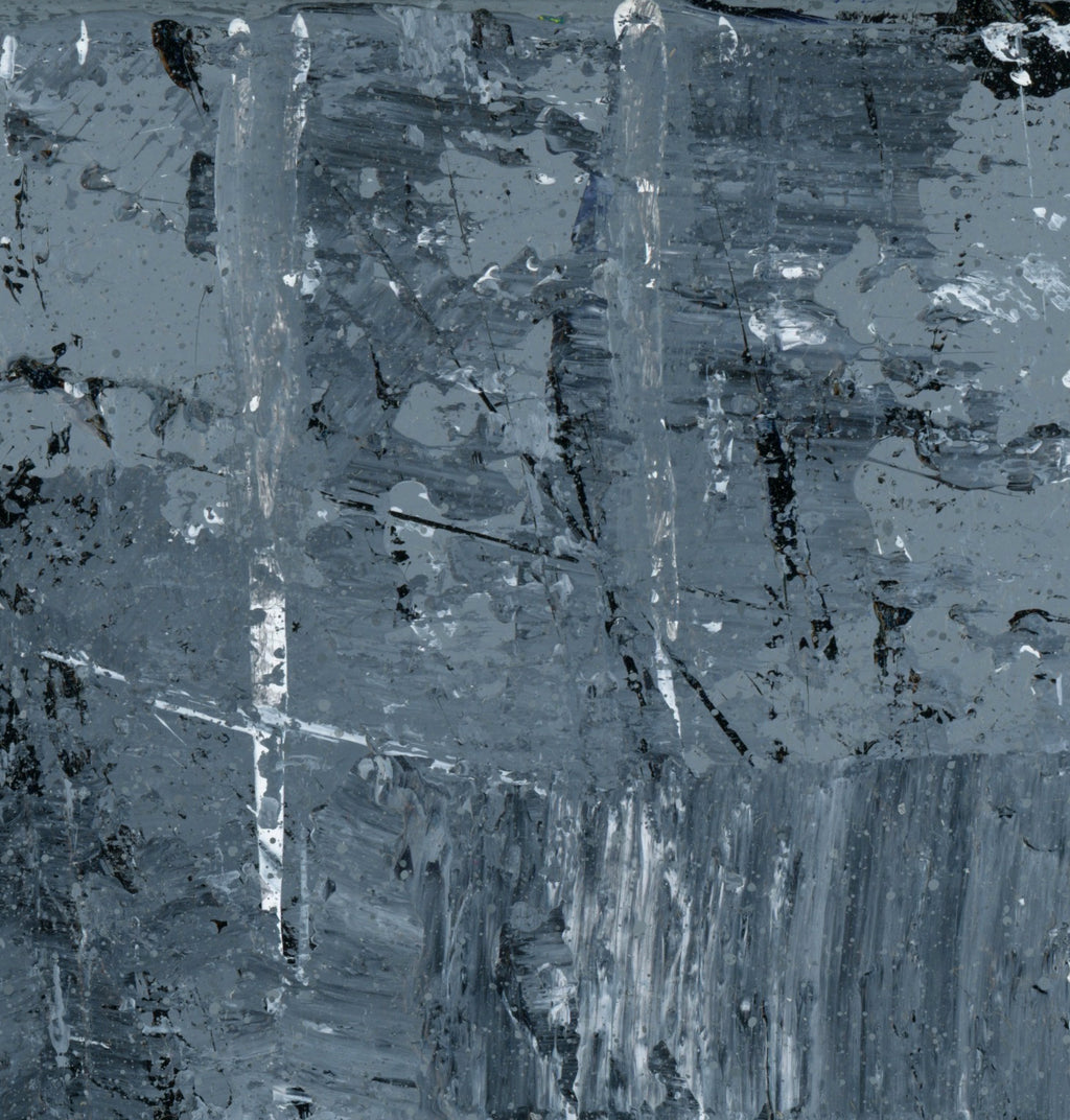 "Silver Black 16" an Original Acrylic Palette Knife Abstract Painting. Measures 8" x 10"