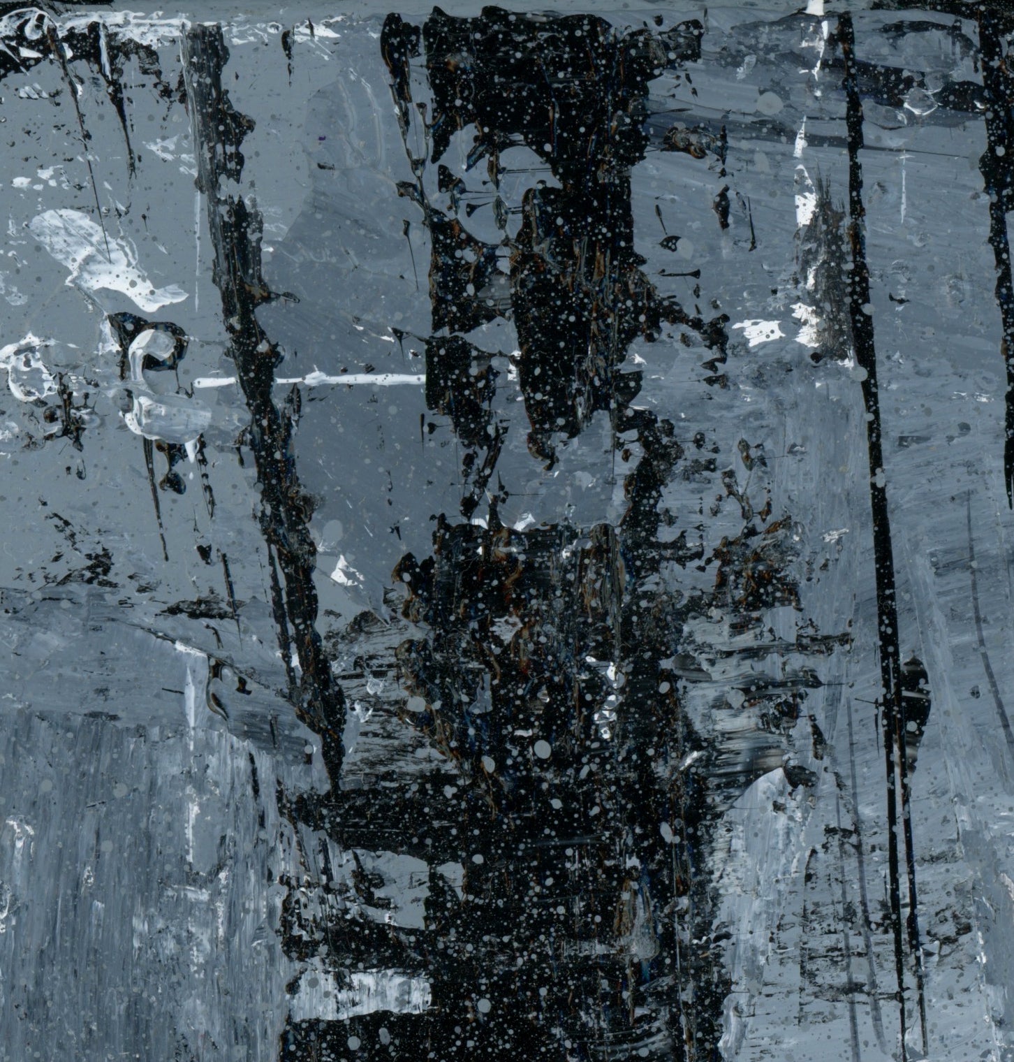 "Silver Black 16" an Original Acrylic Palette Knife Abstract Painting. Measures 8" x 10"