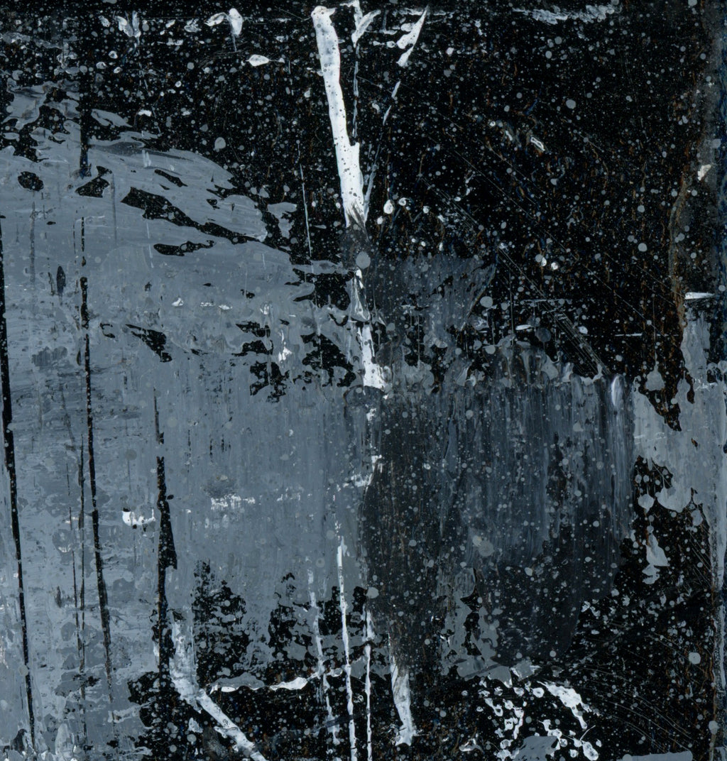 "Silver Black 16" an Original Acrylic Palette Knife Abstract Painting. Measures 8" x 10"
