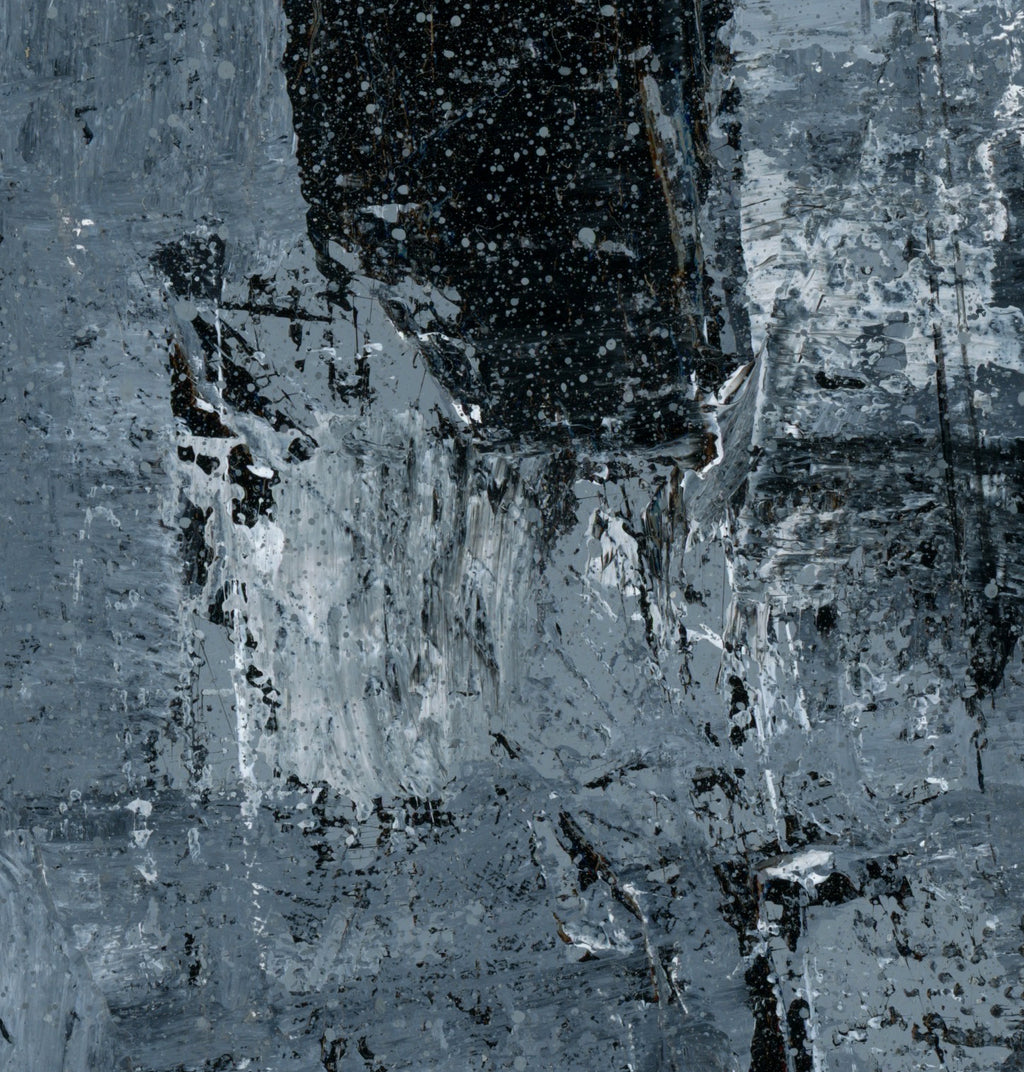 "Silver Black 16" an Original Acrylic Palette Knife Abstract Painting. Measures 8" x 10"