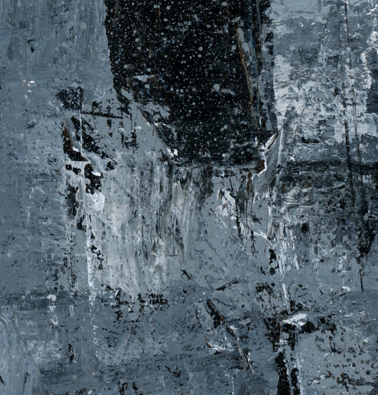 "Silver Black 16" an Original Acrylic Palette Knife Abstract Painting. Measures 8" x 10"