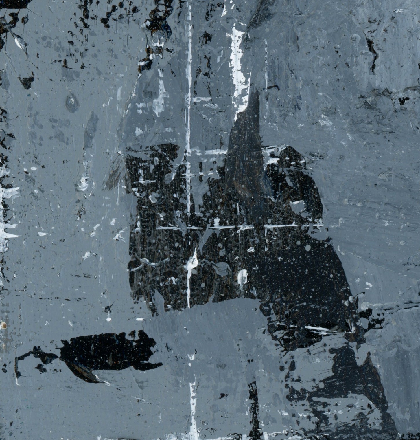 "Silver Black 16" an Original Acrylic Palette Knife Abstract Painting. Measures 8" x 10"