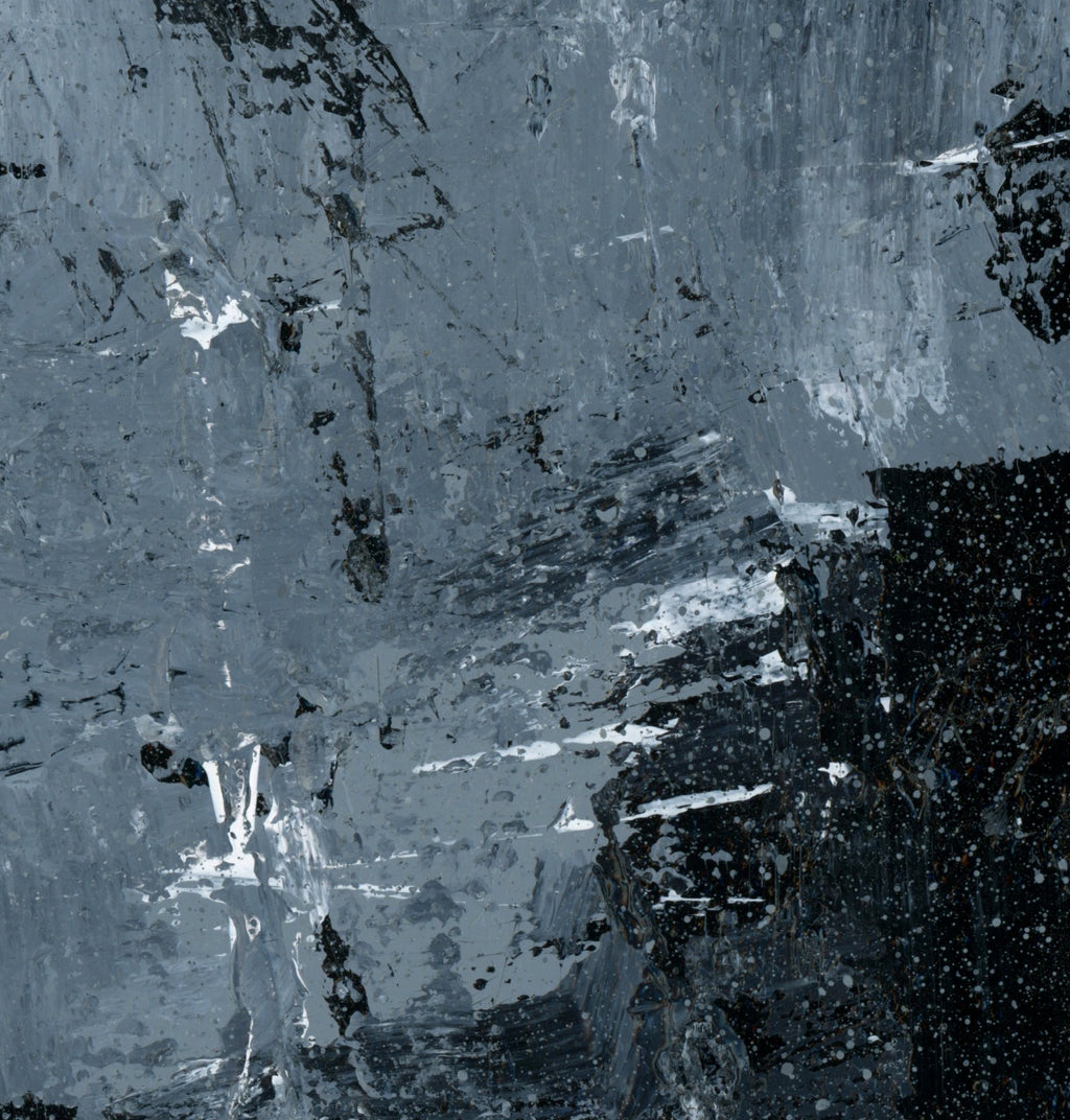 "Silver Black 16" an Original Acrylic Palette Knife Abstract Painting. Measures 8" x 10"