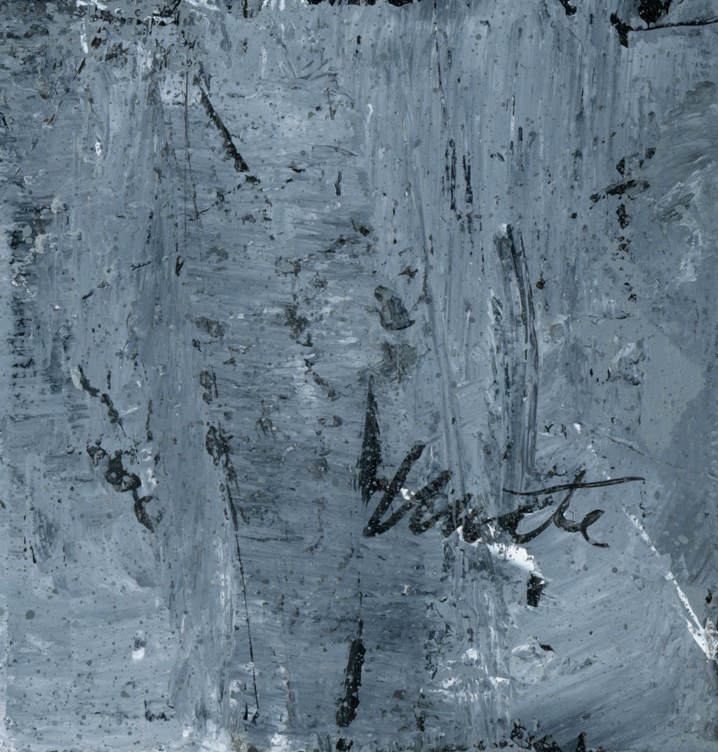 "Silver Black 16" an Original Acrylic Palette Knife Abstract Painting. Measures 8" x 10"