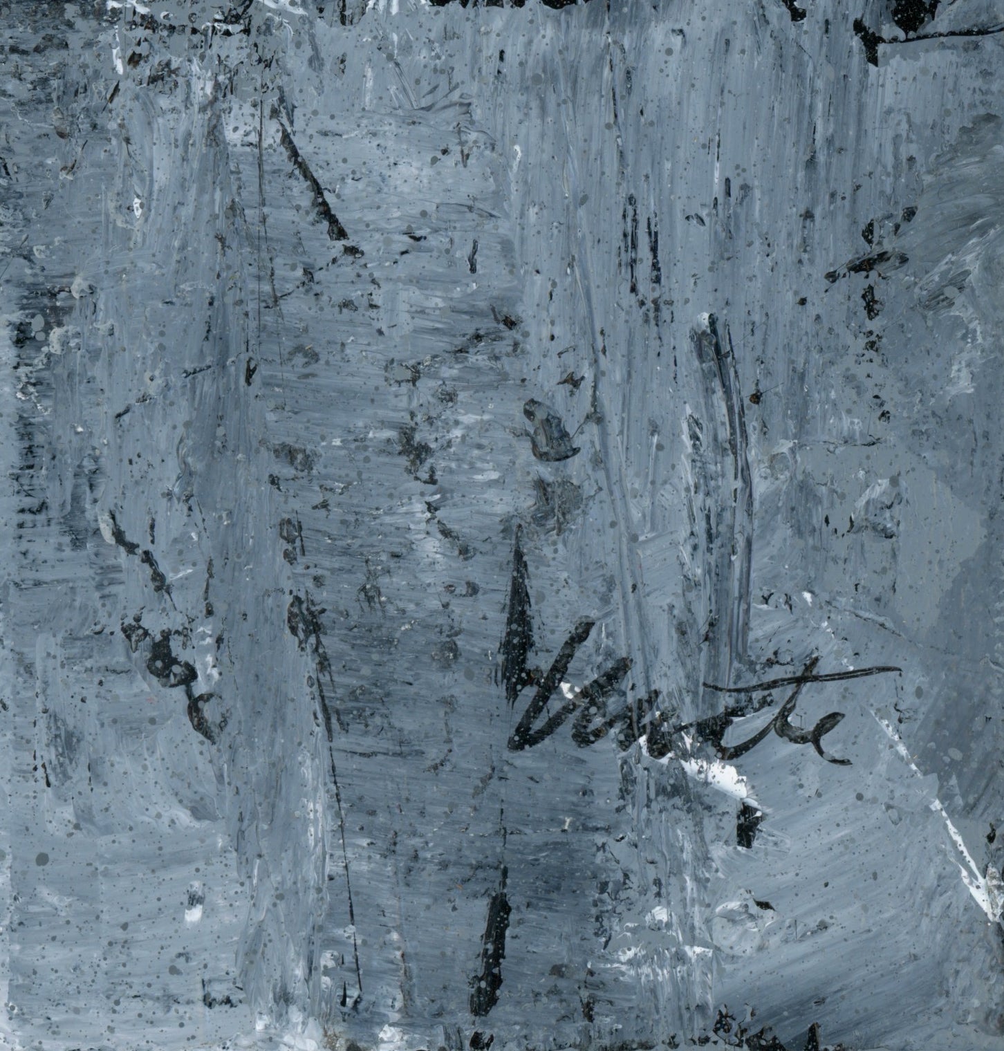 "Silver Black 16" an Original Acrylic Palette Knife Abstract Painting. Measures 8" x 10"