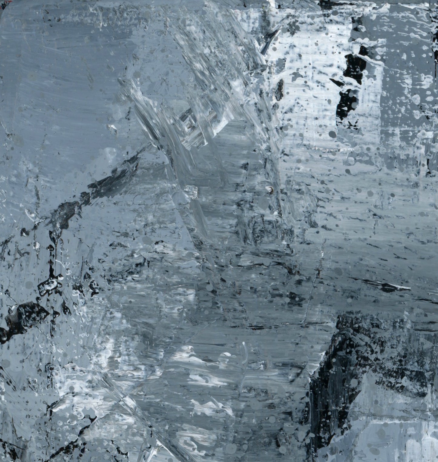 "Silver Black 18" an Original Acrylic Palette Knife Abstract Painting. Measures 8" x 10"