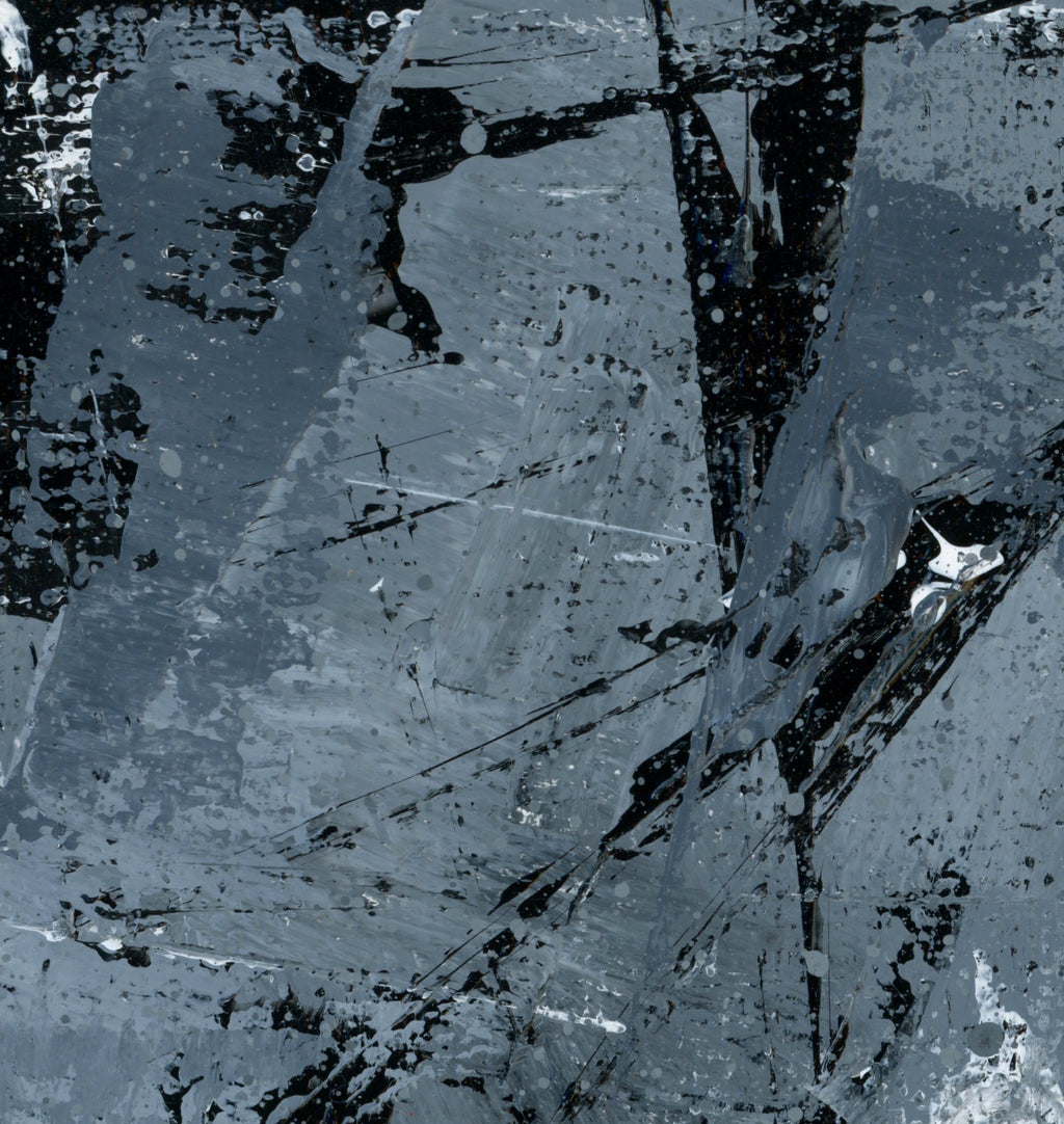 "Silver Black 18" an Original Acrylic Palette Knife Abstract Painting. Measures 8" x 10"