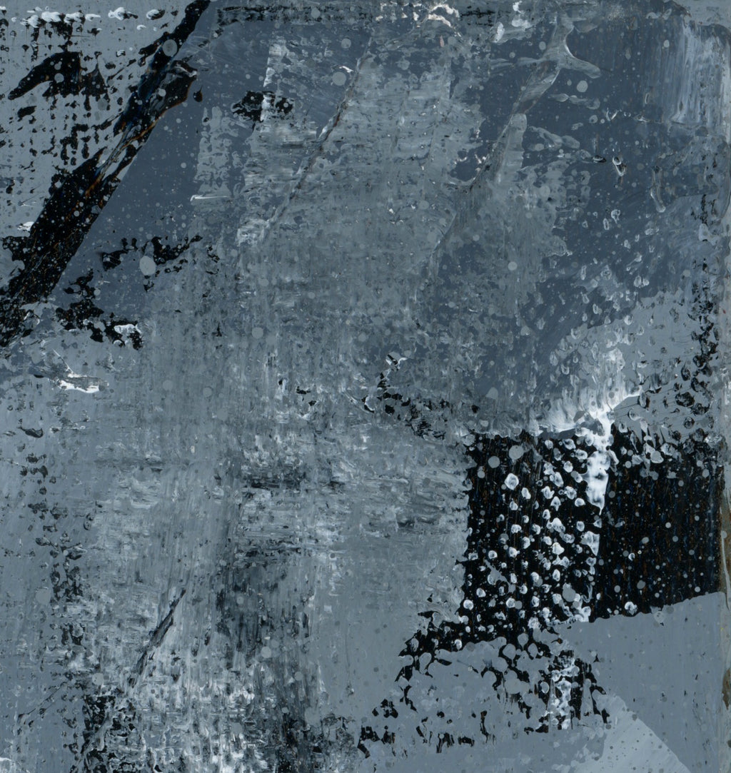 "Silver Black 18" an Original Acrylic Palette Knife Abstract Painting. Measures 8" x 10"