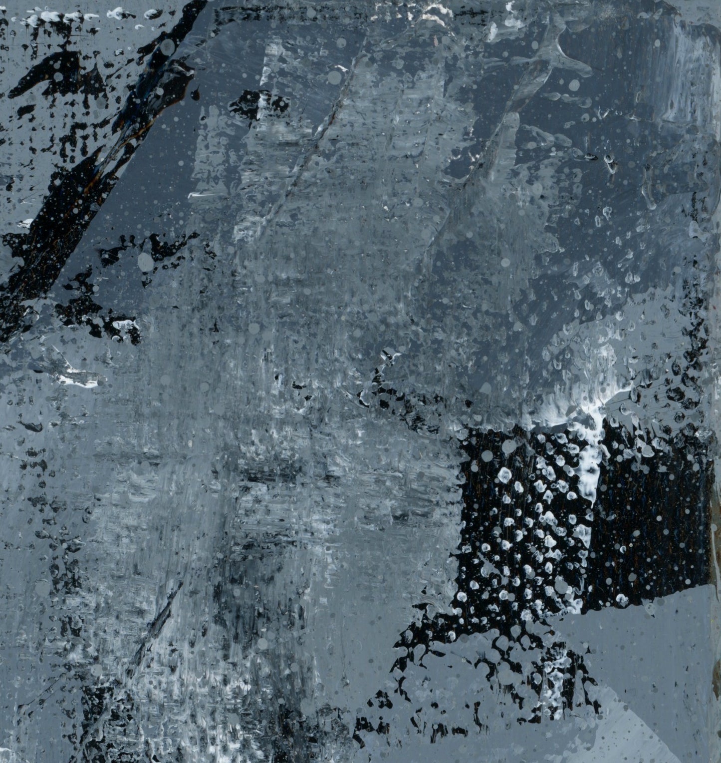 "Silver Black 18" an Original Acrylic Palette Knife Abstract Painting. Measures 8" x 10"