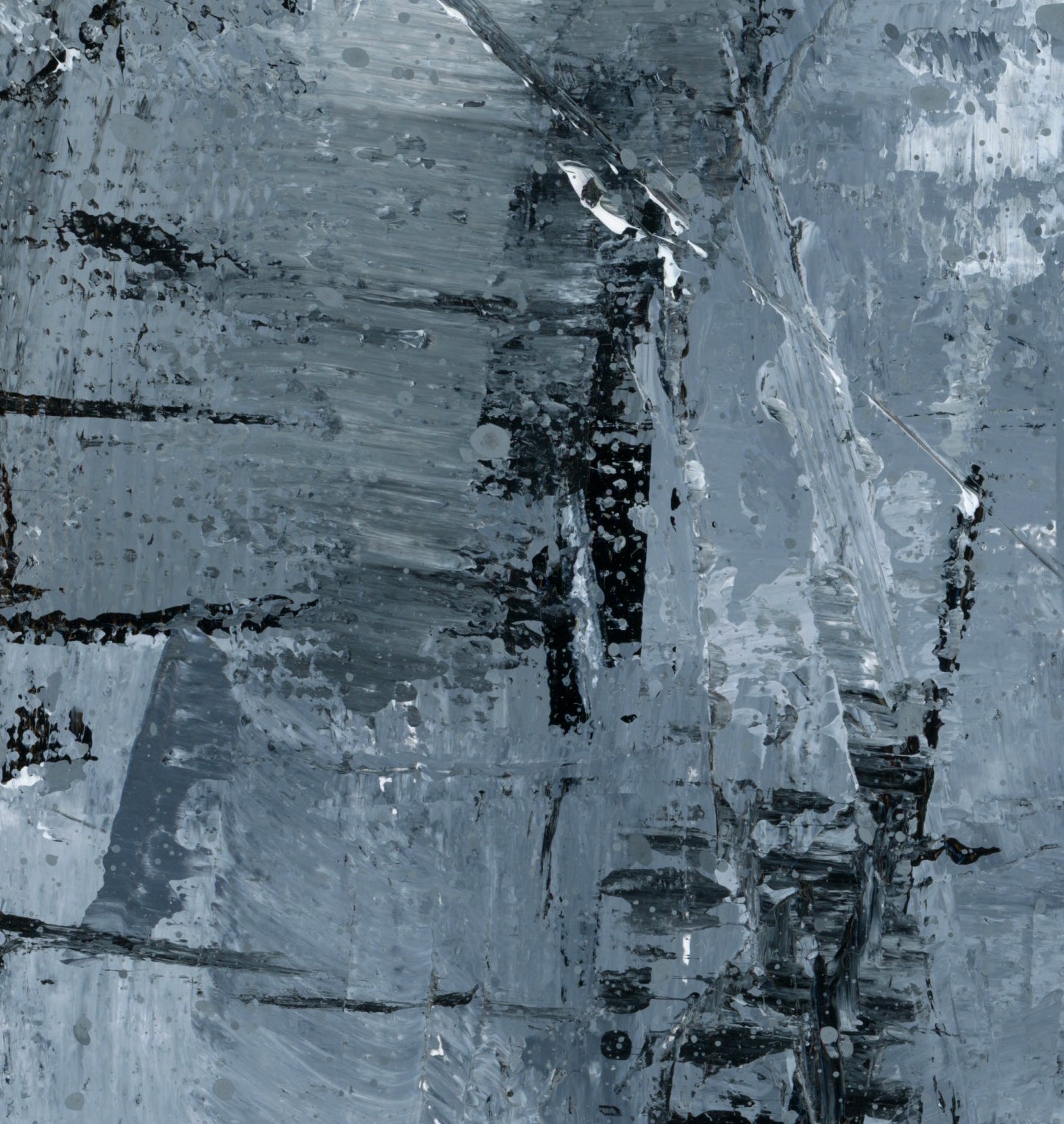 "Silver Black 18" an Original Acrylic Palette Knife Abstract Painting. Measures 8" x 10"