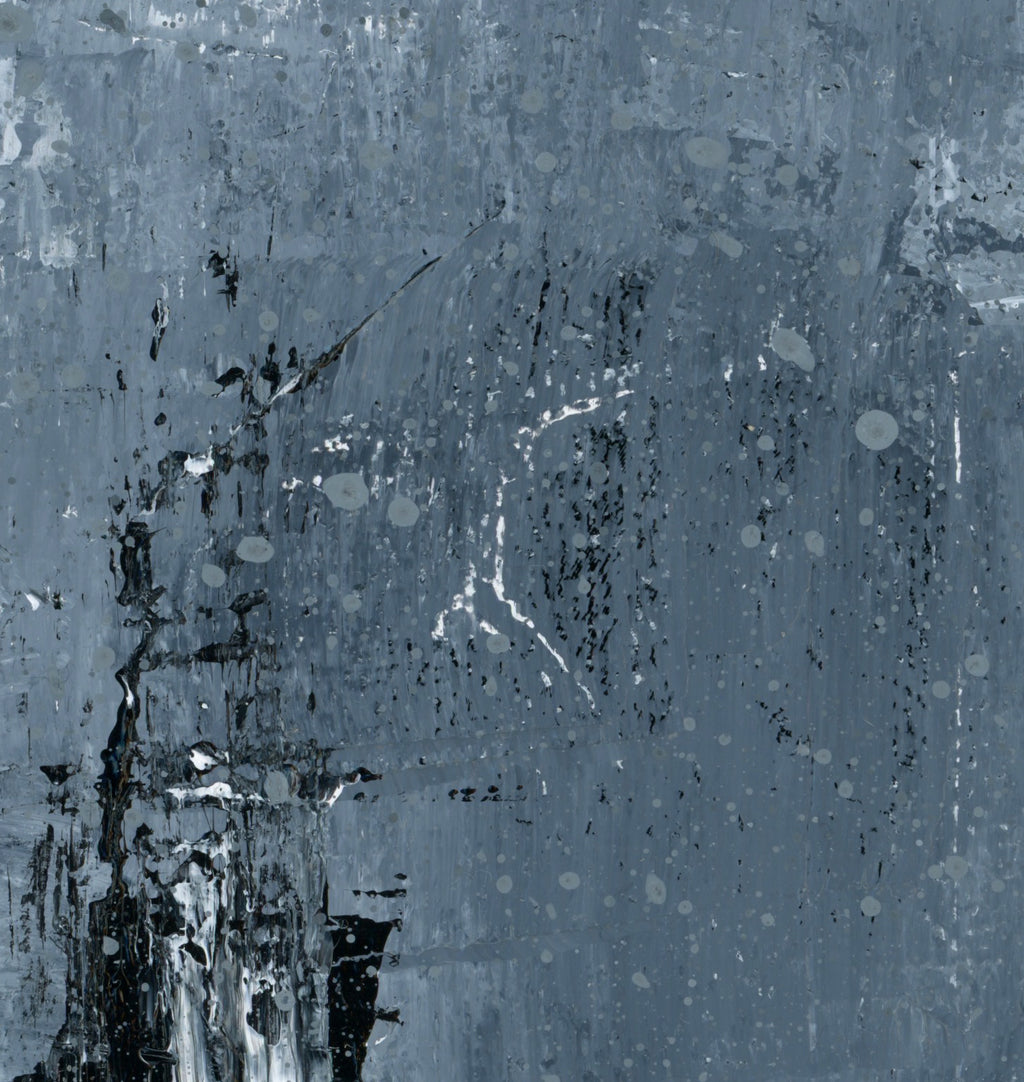 "Silver Black 18" an Original Acrylic Palette Knife Abstract Painting. Measures 8" x 10"