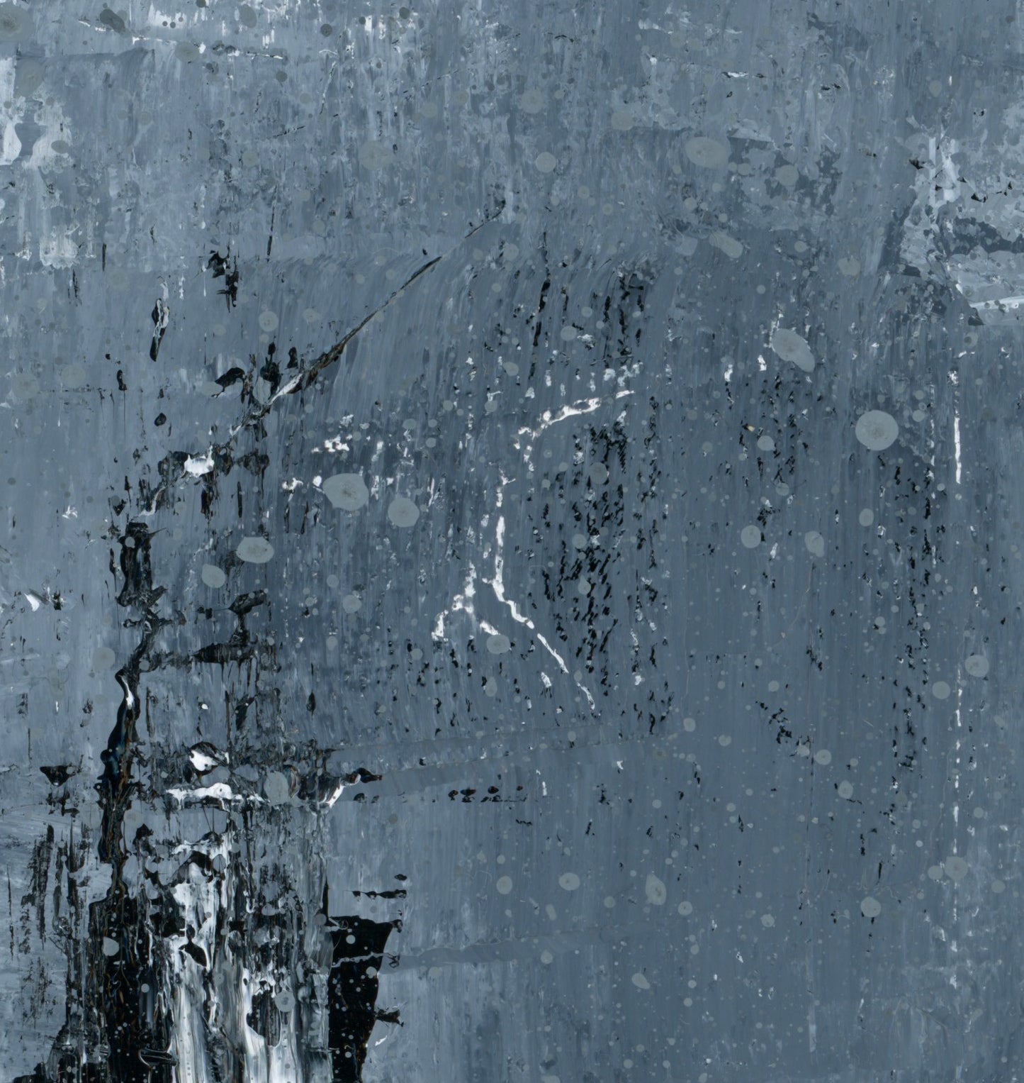 "Silver Black 18" an Original Acrylic Palette Knife Abstract Painting. Measures 8" x 10"