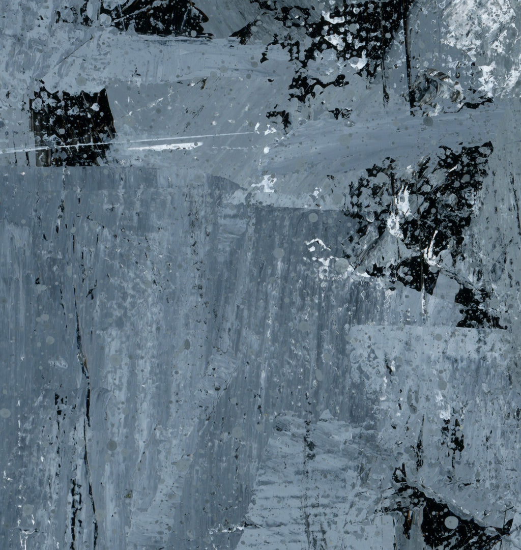 "Silver Black 18" an Original Acrylic Palette Knife Abstract Painting. Measures 8" x 10"