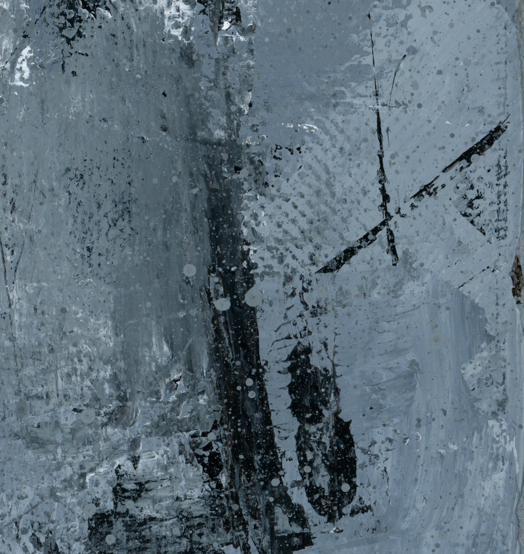 "Silver Black 18" an Original Acrylic Palette Knife Abstract Painting. Measures 8" x 10"
