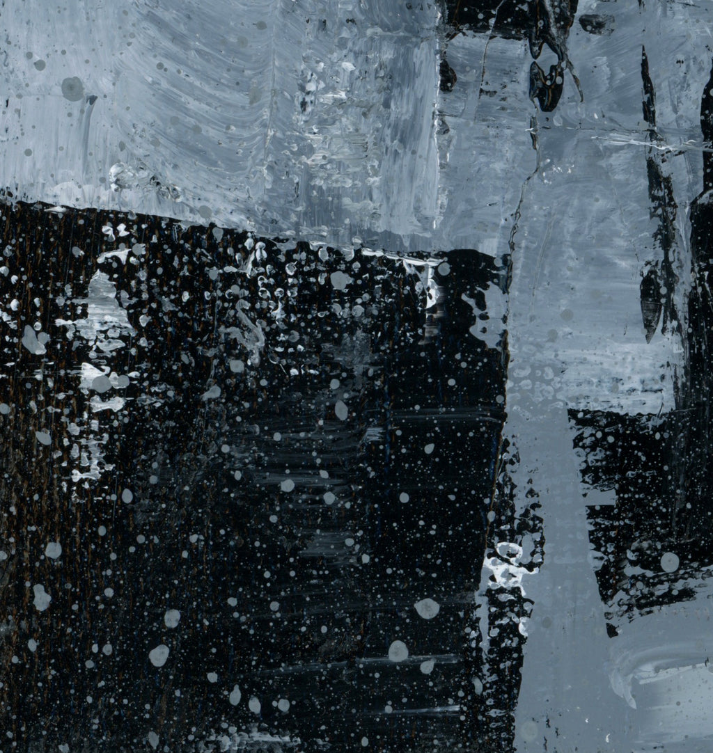 "Silver Black 18" an Original Acrylic Palette Knife Abstract Painting. Measures 8" x 10"