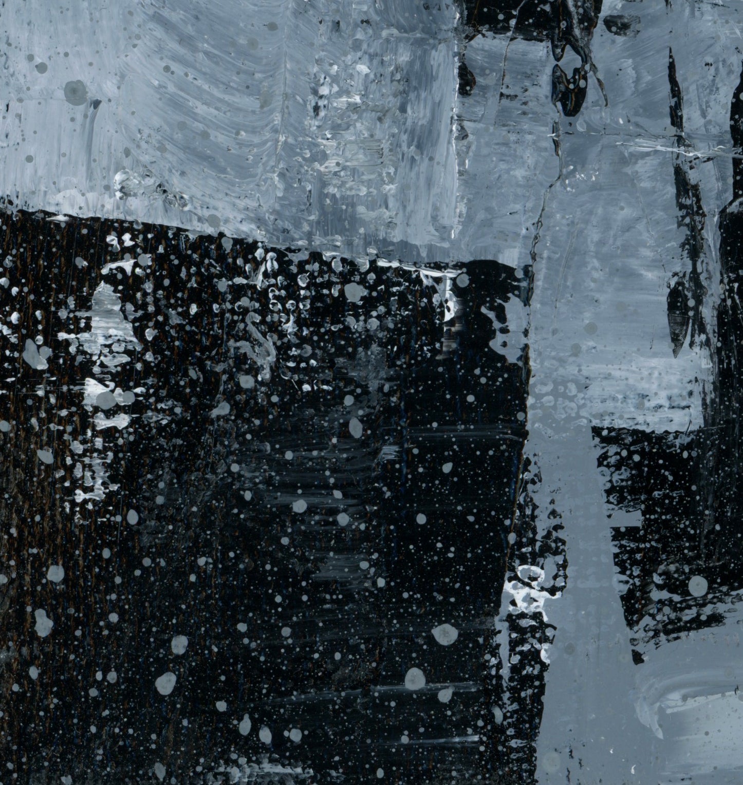 "Silver Black 18" an Original Acrylic Palette Knife Abstract Painting. Measures 8" x 10"