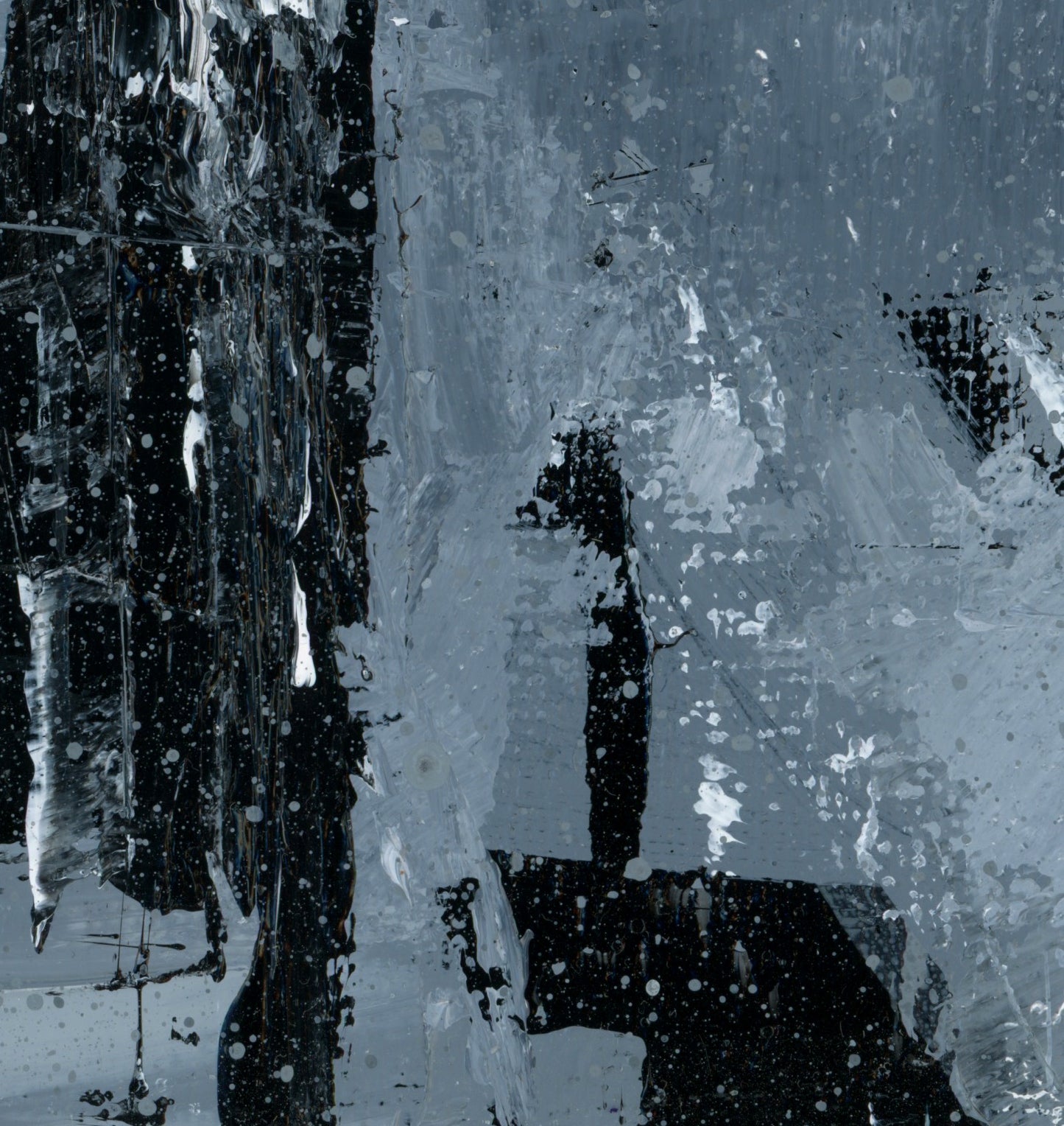"Silver Black 18" an Original Acrylic Palette Knife Abstract Painting. Measures 8" x 10"