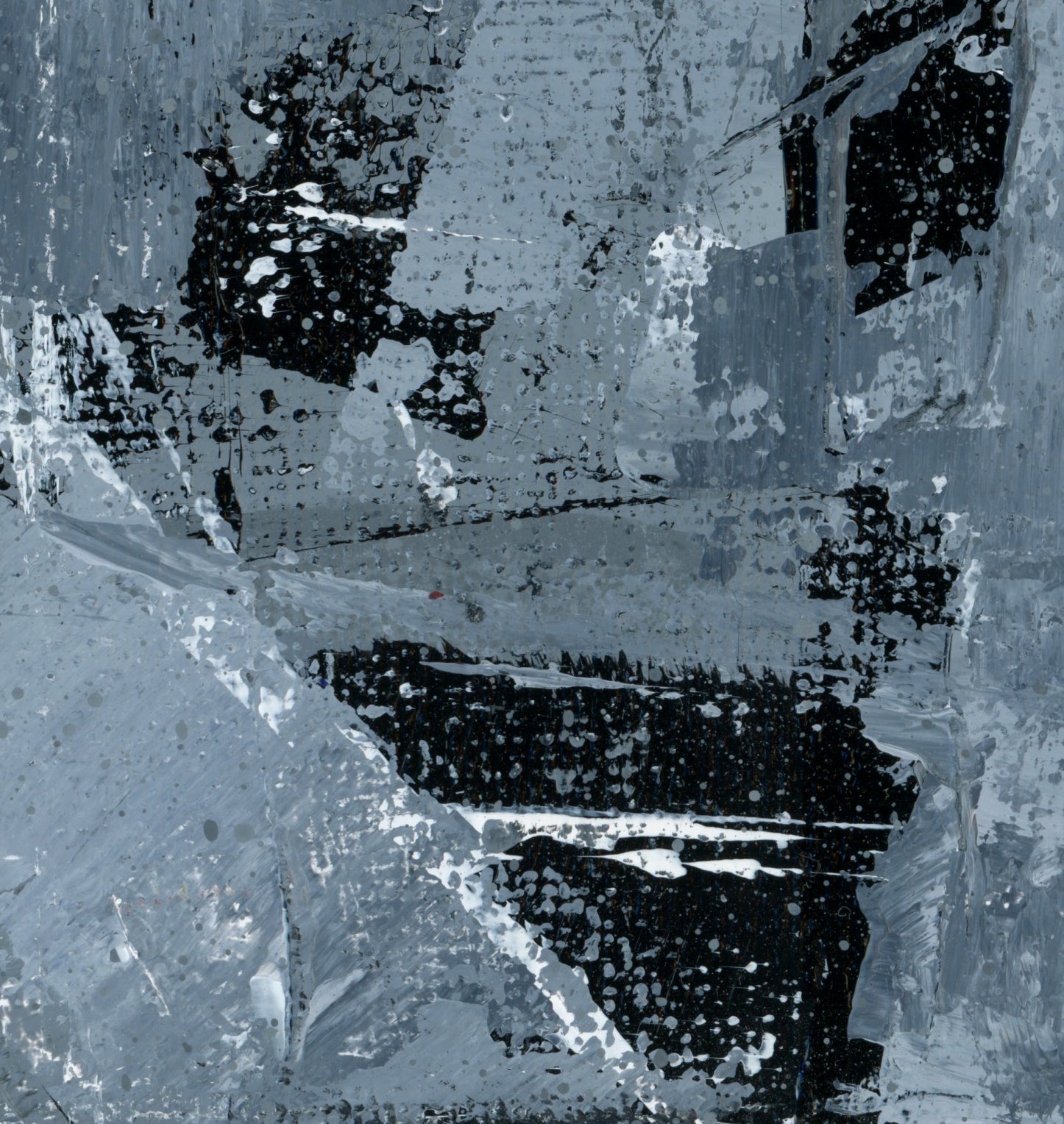 "Silver Black 11" an Original Acrylic Palette Knife Abstract Painting. Measures 8" x 10"