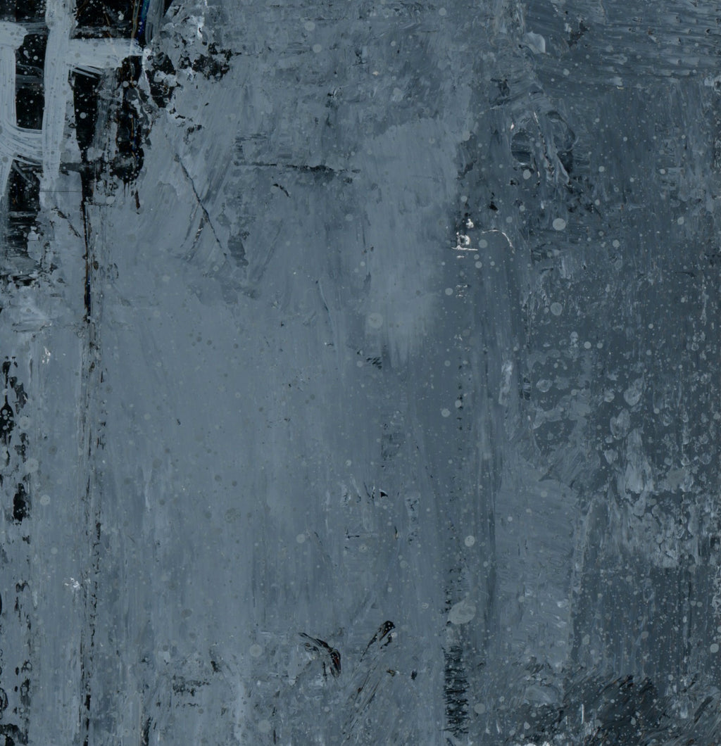 "Silver Black 19" an Original Acrylic Palette Knife Abstract Painting. Measures 8" x 10"