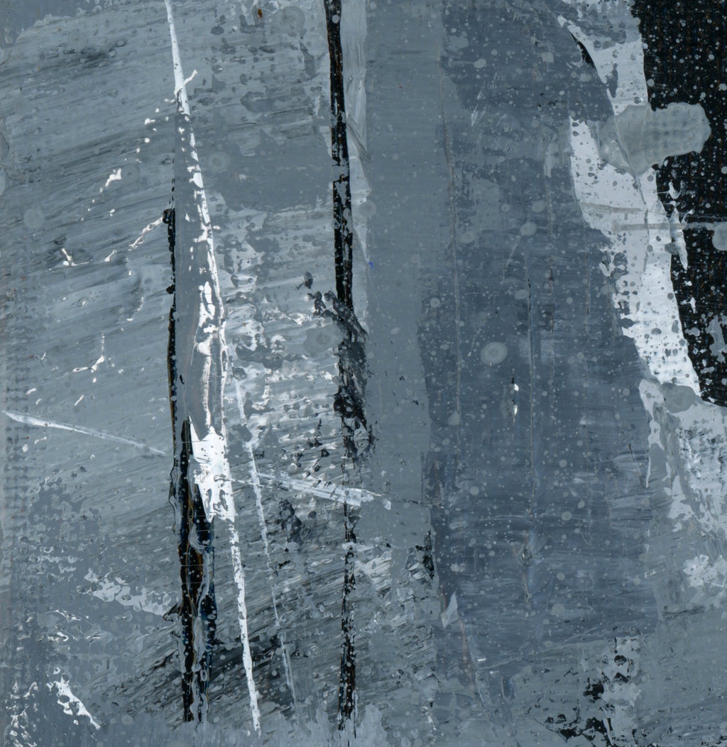 "Silver Black 20" an Original Acrylic Palette Knife Abstract Painting. Measures 8" x 10"