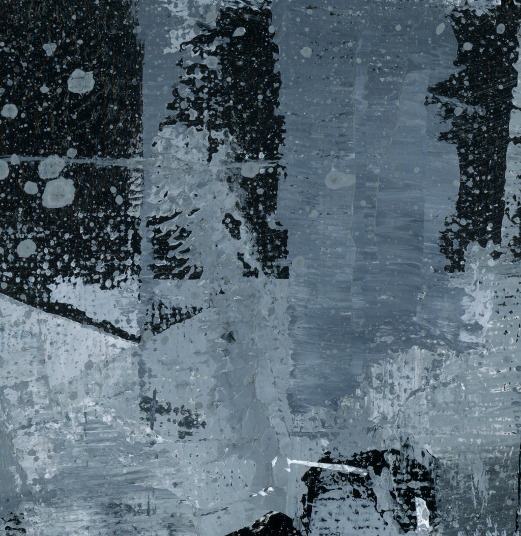 "Silver Black 20" an Original Acrylic Palette Knife Abstract Painting. Measures 8" x 10"