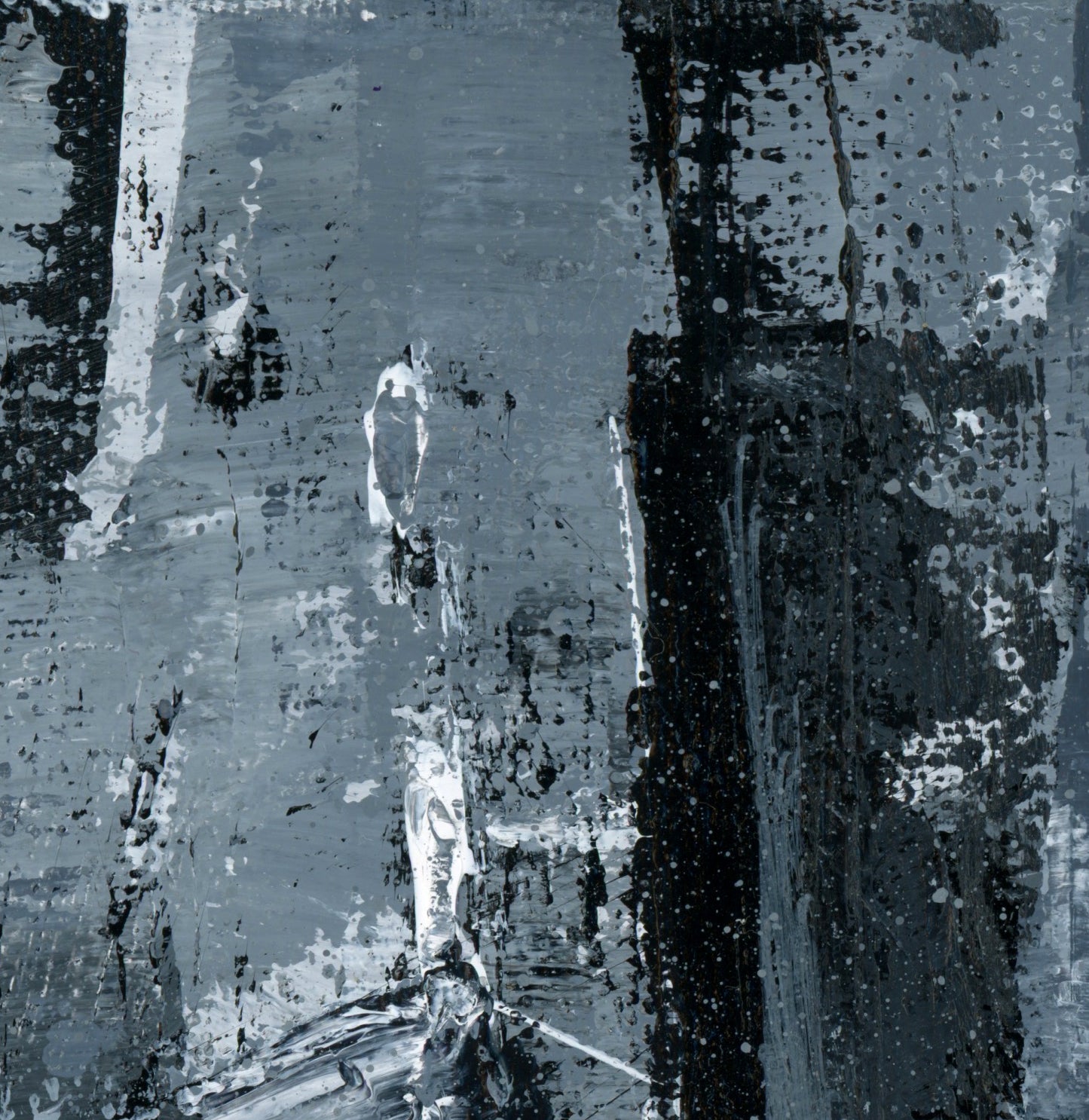 "Silver Black 20" an Original Acrylic Palette Knife Abstract Painting. Measures 8" x 10"