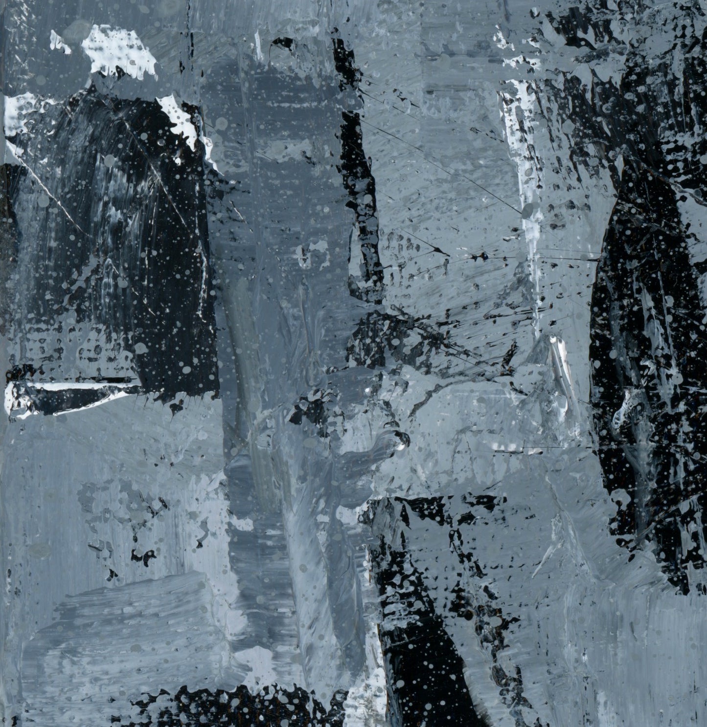 "Silver Black 20" an Original Acrylic Palette Knife Abstract Painting. Measures 8" x 10"