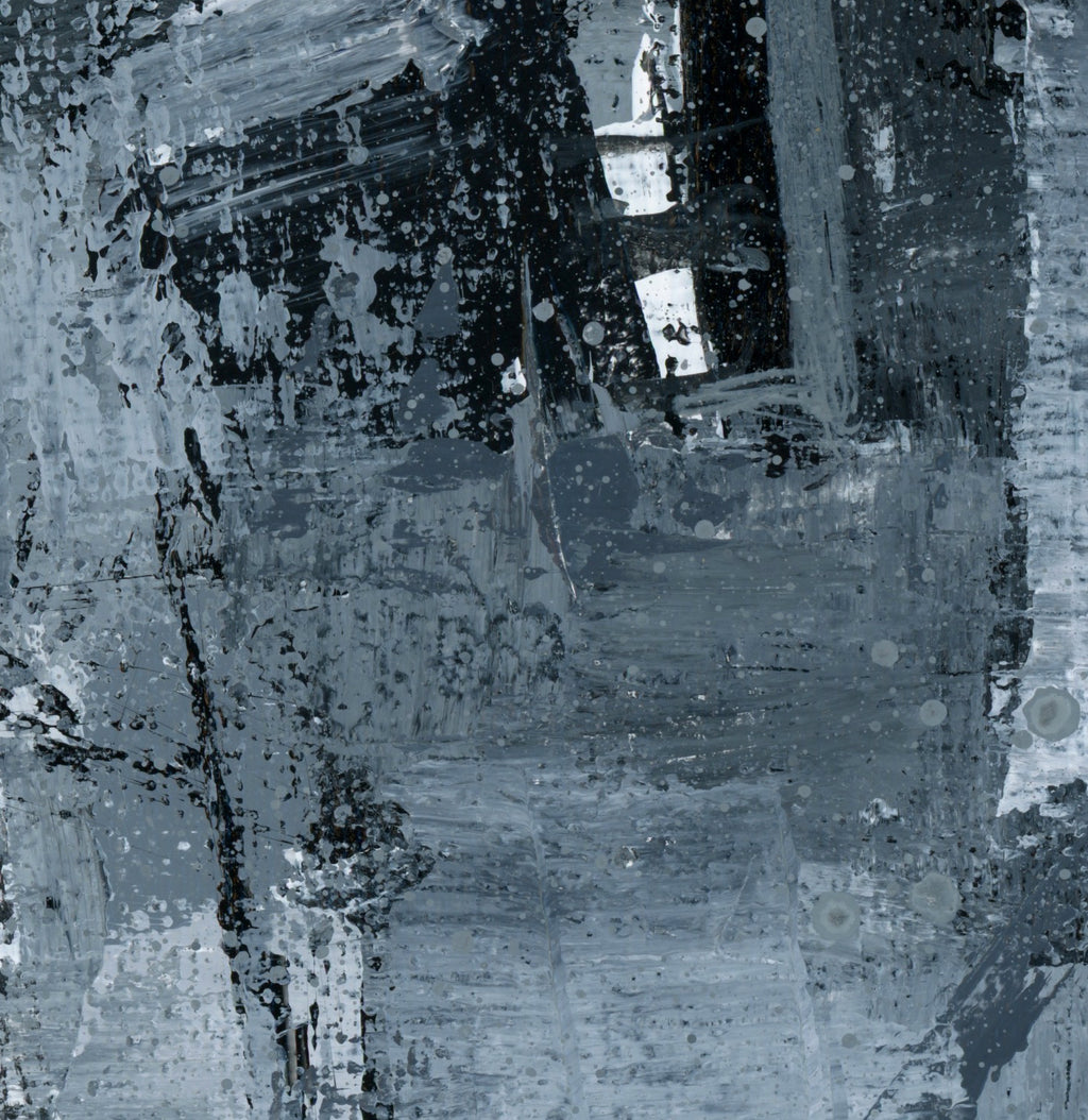 "Silver Black 20" an Original Acrylic Palette Knife Abstract Painting. Measures 8" x 10"