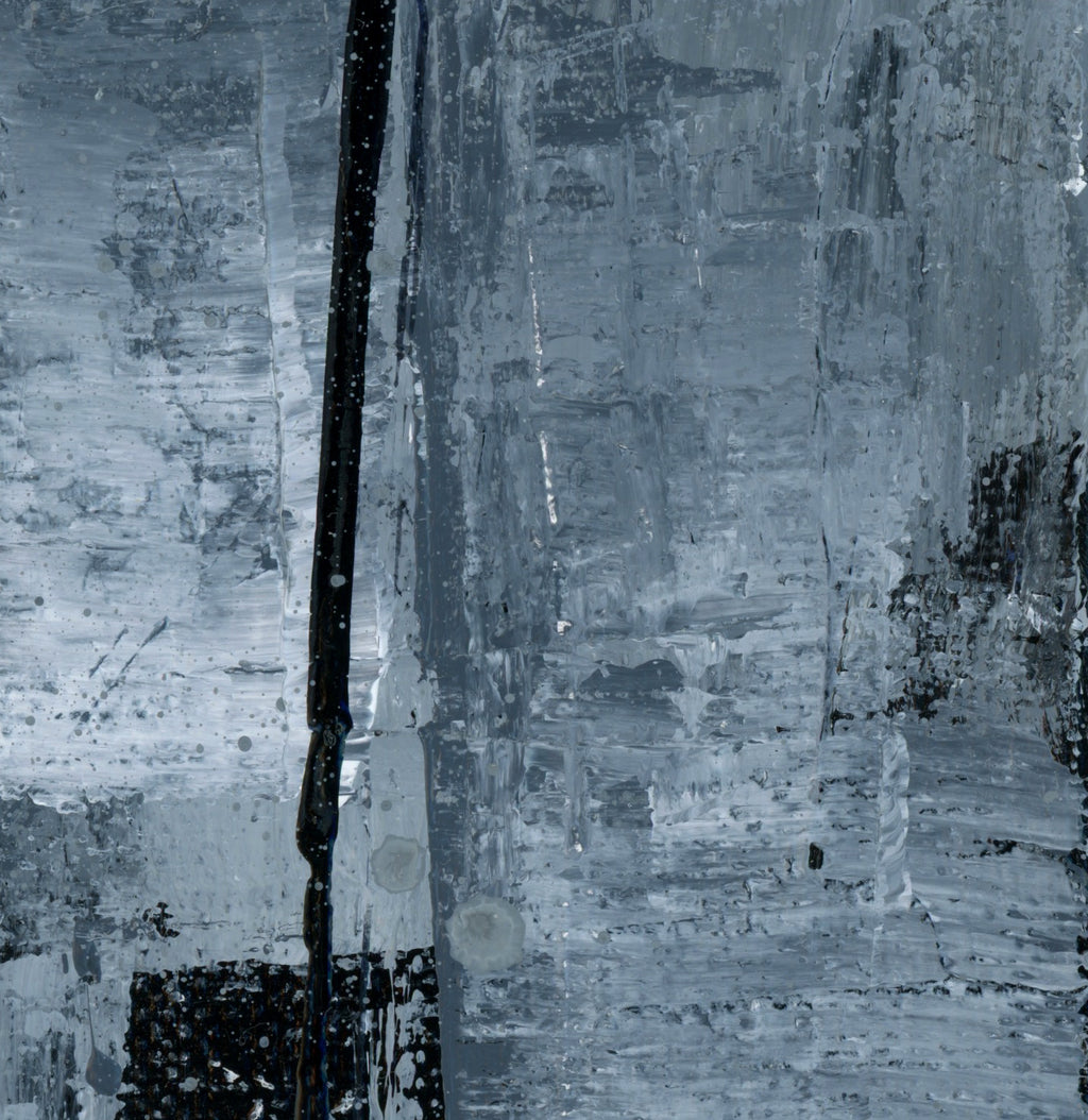 "Silver Black 20" an Original Acrylic Palette Knife Abstract Painting. Measures 8" x 10"