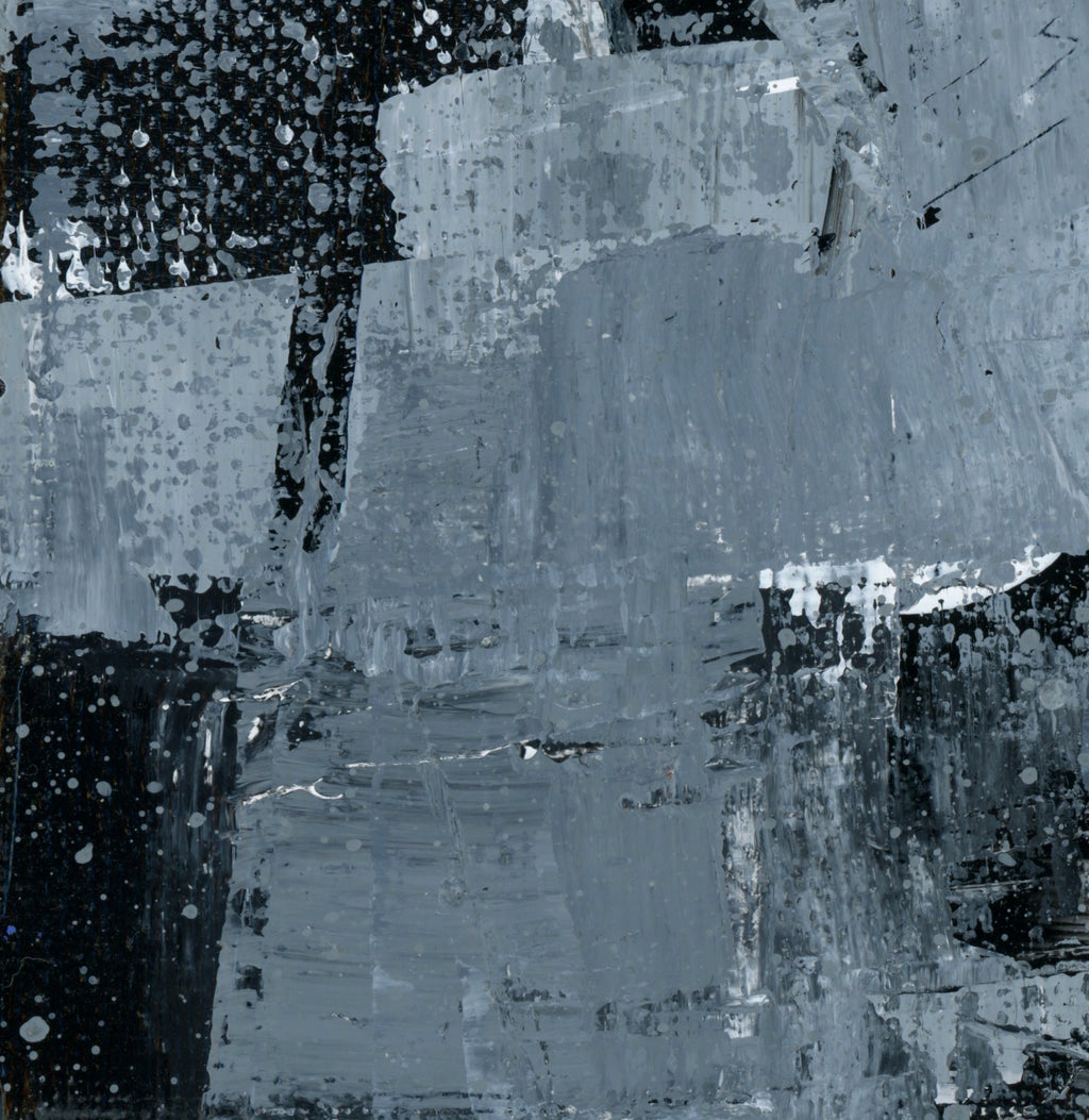 "Silver Black 20" an Original Acrylic Palette Knife Abstract Painting. Measures 8" x 10"