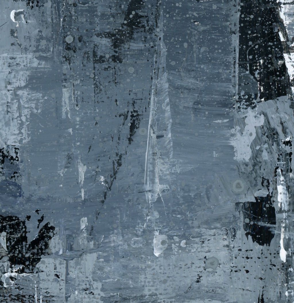 "Silver Black 20" an Original Acrylic Palette Knife Abstract Painting. Measures 8" x 10"